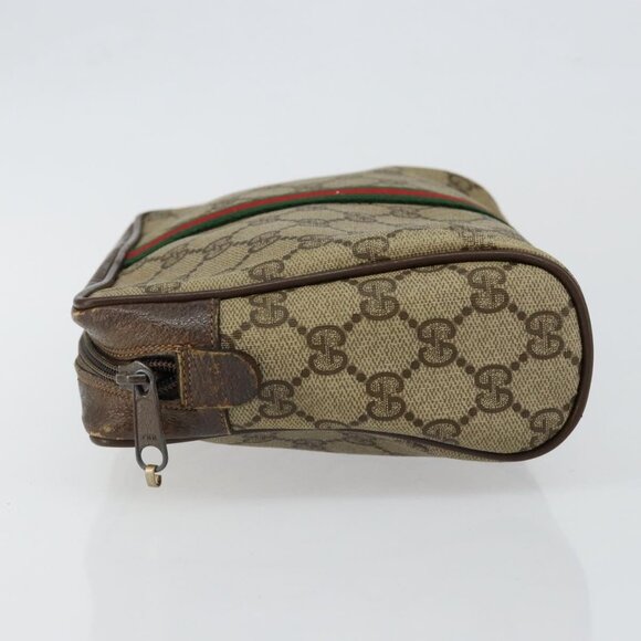 GUCCI GG Supreme Web Sherry Line Clutch Bag PVC Beige Red 75 01 012 Auth th6368 - Picture 4 of 16